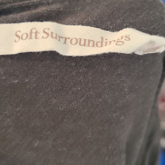 Soft Surroundings Dress Womens Medium Dark Gray Tiered Ruffle 3/4 Sleeve Stretch - Picture 6 of 8